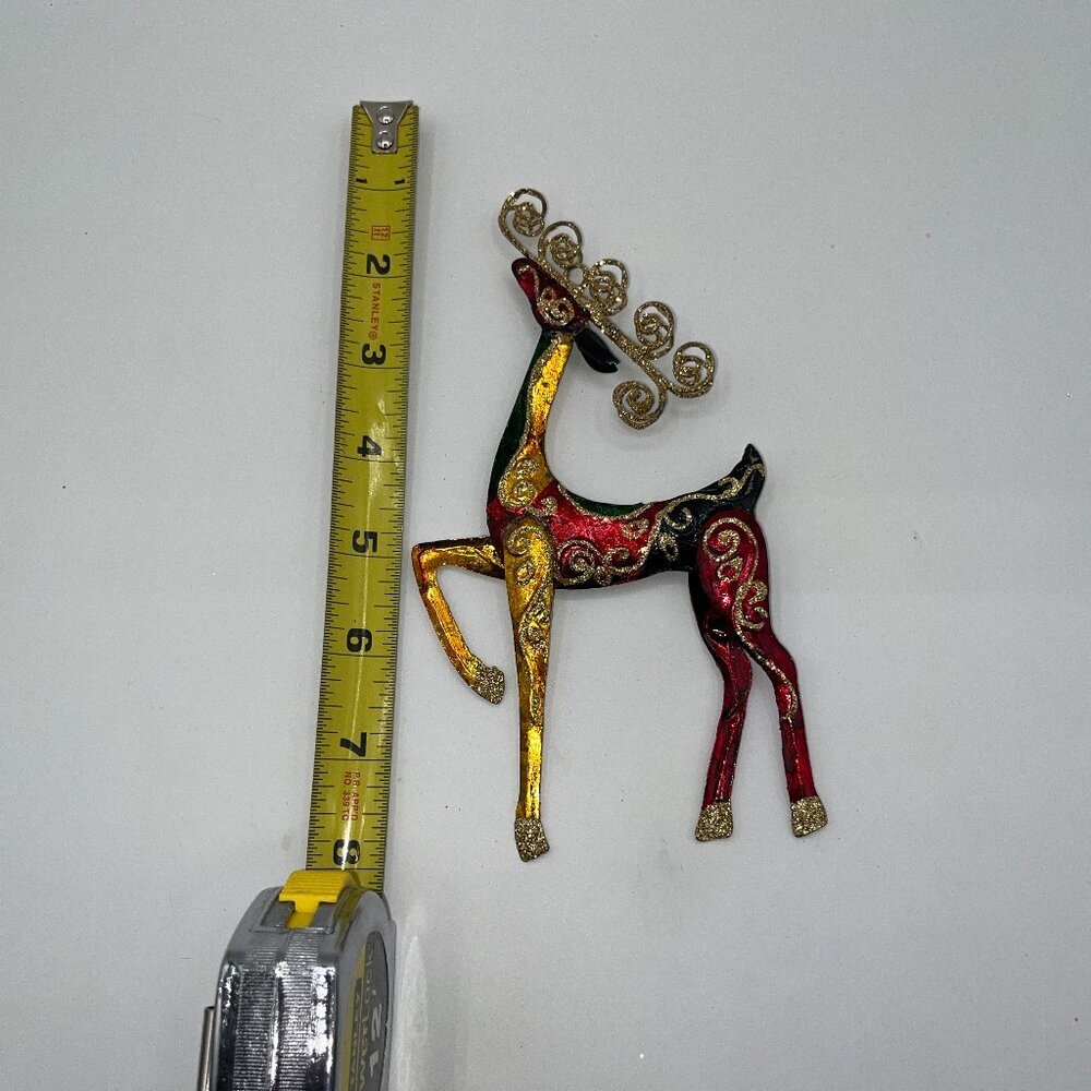 Vintage Pier One Pier 1 Metal Glitter Reindeer Decor Ornament About 7 inches ish - Picture 9 of 10